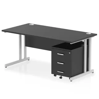 Impulse Cantilever Straight Desk With Mobile Pedestal