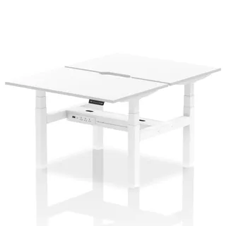 Air Back-to-Back Scalloped Edge Height Adjustable Bench Desk - 2 Person