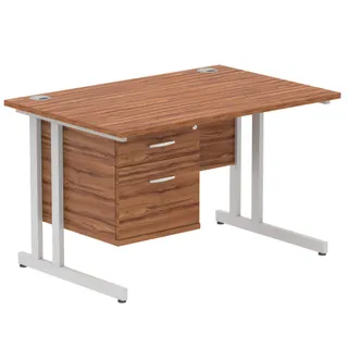 Impulse Cantilever Straight Desk With Single Fixed Pedestal