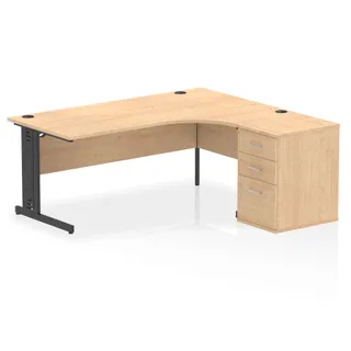 Impulse Cable Managed Crescent Desk Workstation