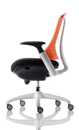 Flex Medium Back White Frame Task Operator Office Chair with Arms