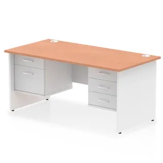 Impulse Panel End Straight Desk With Two Fixed Pedestal