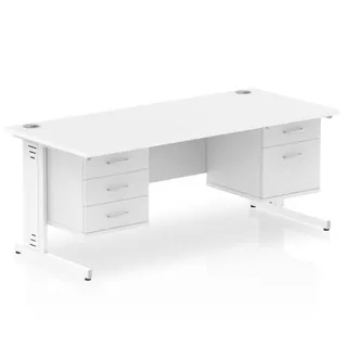 Impulse Cable Managed Straight Desk With Two Fixed Pedestal