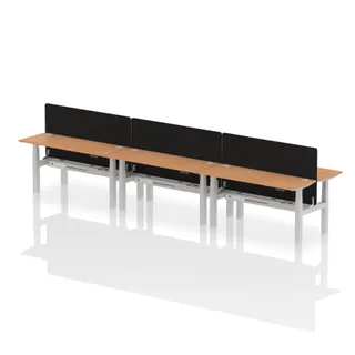 Air Back-to-Back Slimline Height Adjustable Bench Desk - 6 Person