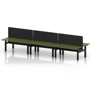 Air Back-to-Back Height Adjustable Bench Desk - 6 Person