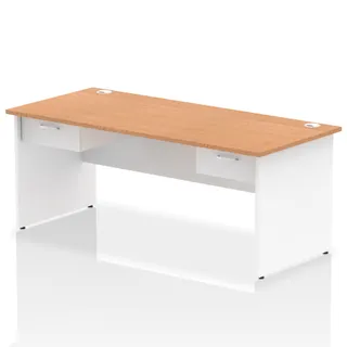 Impulse Panel End Straight Desk With Two One Drawer Fixed Pedestals