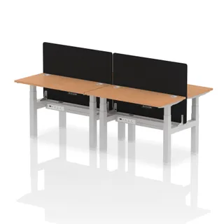 Air Back-to-Back Slimline Height Adjustable Bench Desk - 4 Person