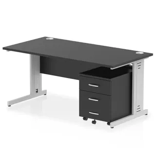 Impulse Cable Managed Straight Desk With Mobile Pedestal