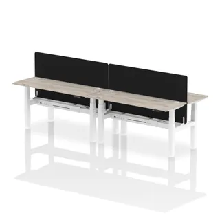 Air Back-to-Back Slimline Height Adjustable Bench Desk - 4 Person