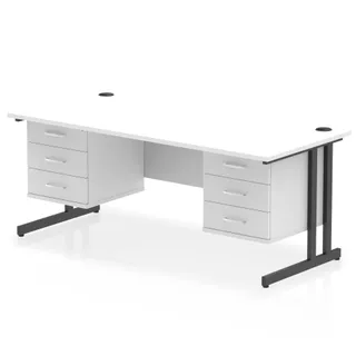 Impulse Cantilever Straight Desk With Two Fixed Pedestal