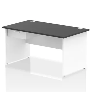 Impulse Panel End Straight Desk With Single One Drawer Fixed Pedestal