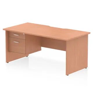 Impulse Scalloped Edge Panel End Straight Desk With Single Fixed Pedestal