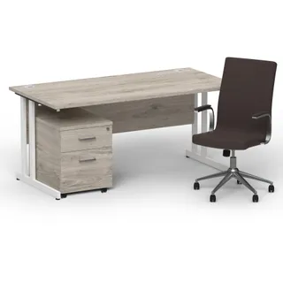 Impulse 1600mm Cantilever Straight Desk With Mobile Pedestal and Ezra Executive Chair