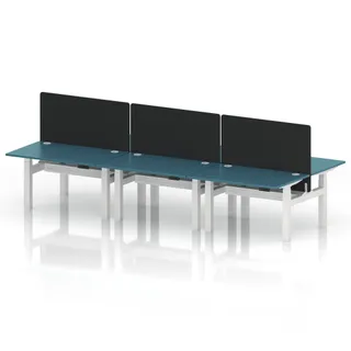 Air Back-to-Back Height Adjustable Bench Desk - 6 Person