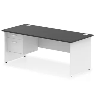 Impulse Panel End Straight Desk With Single Fixed Pedestal
