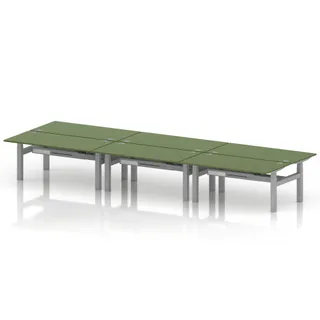 Air Back-to-Back Height Adjustable Bench Desk - 6 Person