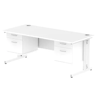 Impulse Cable Managed Straight Desk With Two Fixed Pedestal
