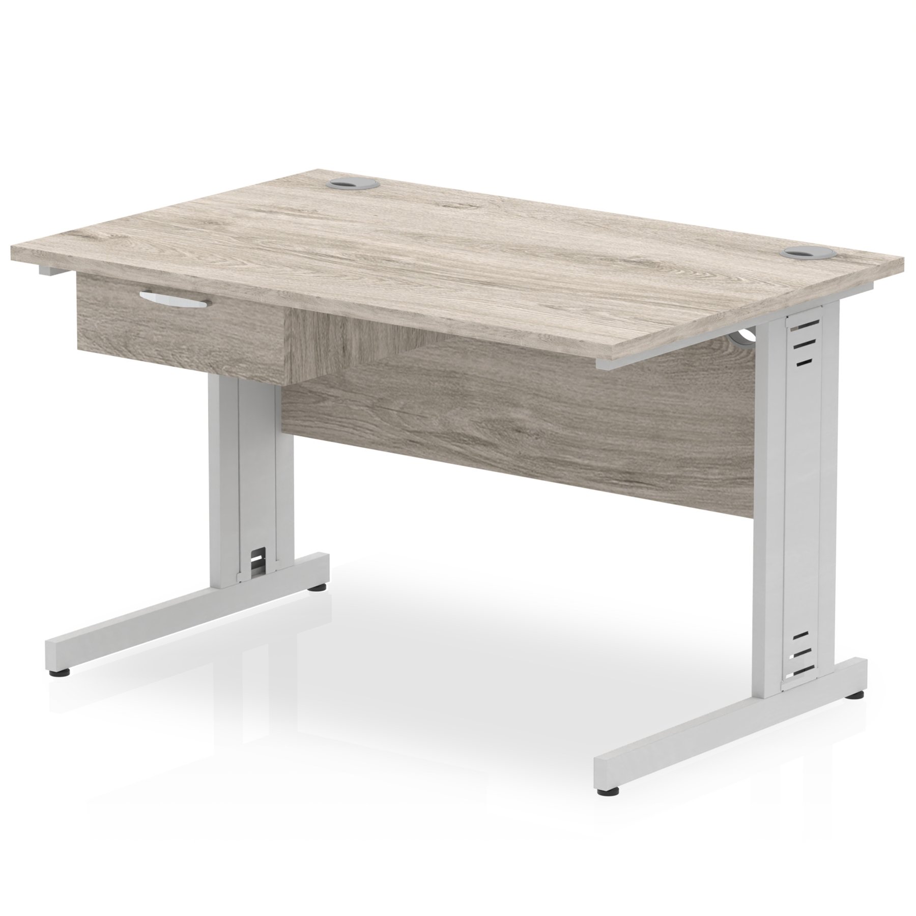 Impulse Cable Managed Straight Desk With Single One Drawer Fixed Pedestal