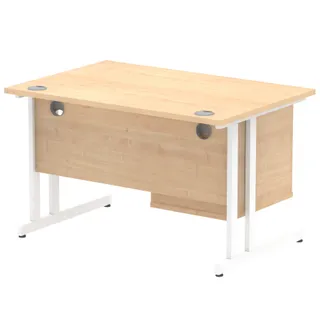 Impulse Cantilever Straight Desk With Single Fixed Pedestal