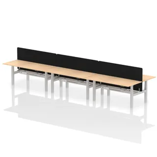 Air Back-to-Back Height Adjustable Bench Desk - 6 Person