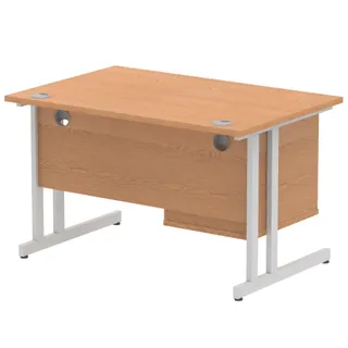 Impulse Cantilever Straight Desk With Single Fixed Pedestal