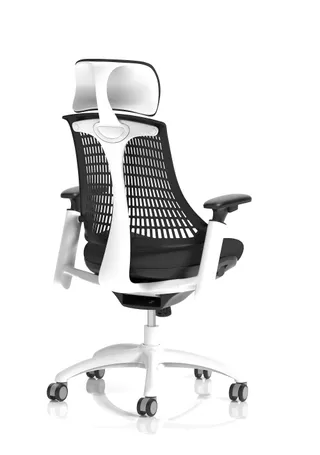 Flex Medium Back White Frame Task Operator Office Chair with Arms