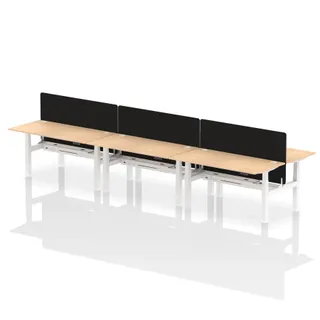 Air Back-to-Back Height Adjustable Bench Desk - 6 Person