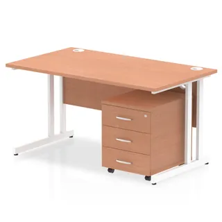 Impulse Cantilever Straight Desk With Mobile Pedestal