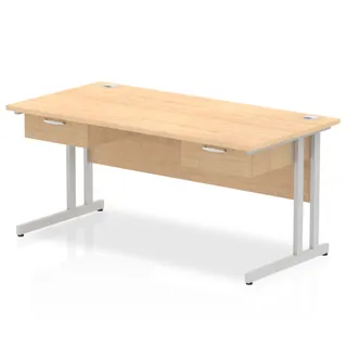 Impulse Cantilever Straight Desk With Two One Drawer Fixed Pedestals