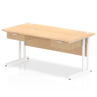Impulse Cantilever Straight Desk With Two One Drawer Fixed Pedestals