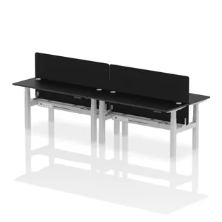 Air Back-to-Back Slimline Height Adjustable Bench Desk - 4 Person