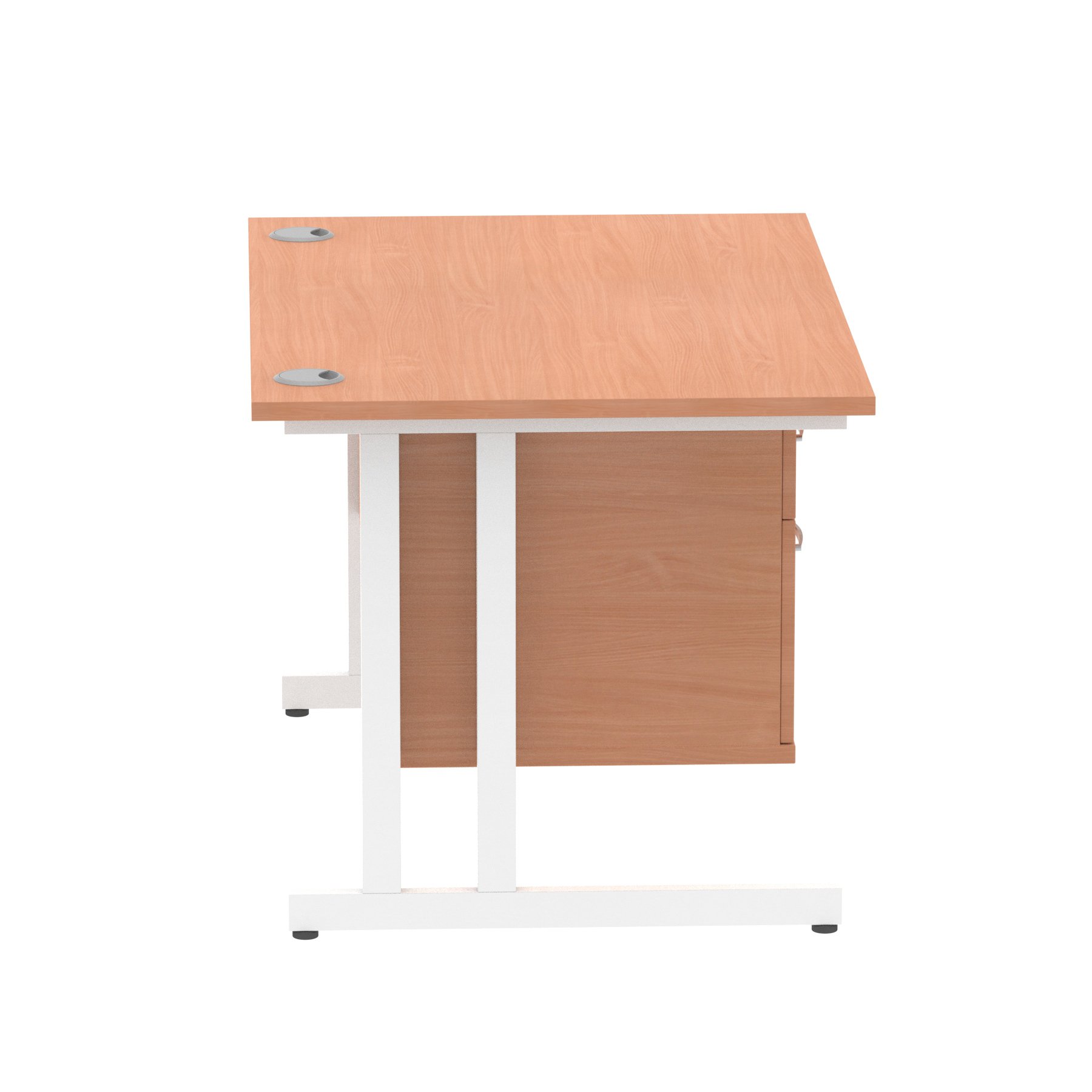 Impulse Cantilever Straight Desk With Single Fixed Pedestal