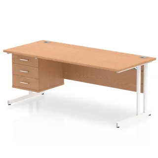 Impulse Cantilever Straight Desk With Single Fixed Pedestal