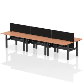 Air Back-to-Back Height Adjustable Bench Desk - 6 Person