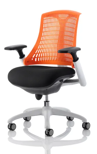 Flex Medium Back White Frame Task Operator Office Chair with Arms