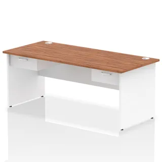 Impulse Panel End Straight Desk With Two One Drawer Fixed Pedestals