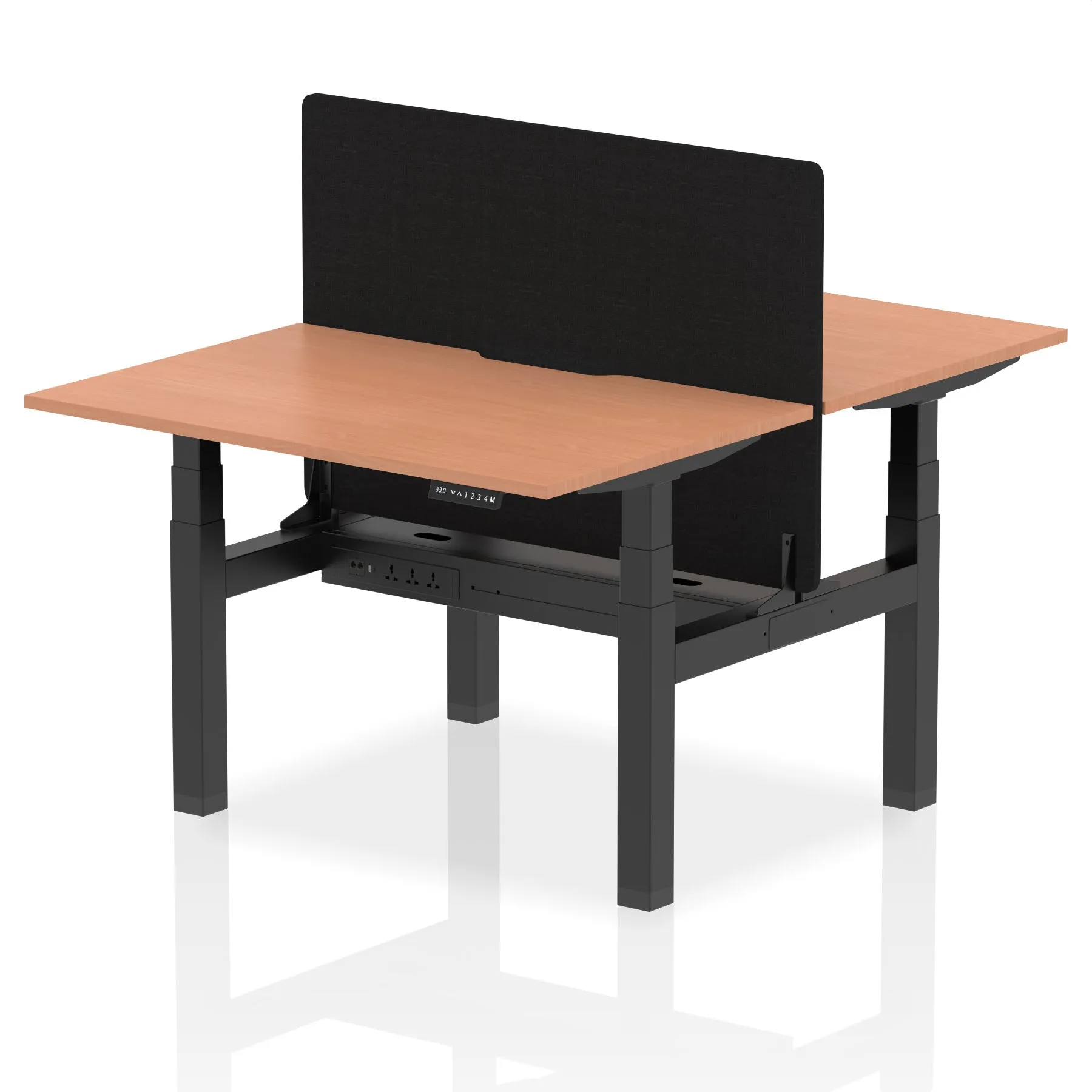 Air Back-to-Back Scalloped Edge Height Adjustable Bench Desk - 2 Person
