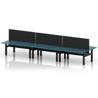 Air Back-to-Back Height Adjustable Bench Desk - 6 Person