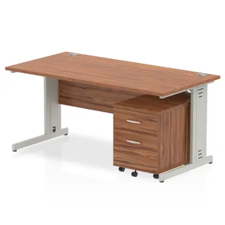 Impulse Cable Managed Straight Desk With Mobile Pedestal