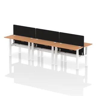 Air Back-to-Back Slimline Height Adjustable Bench Desk - 6 Person
