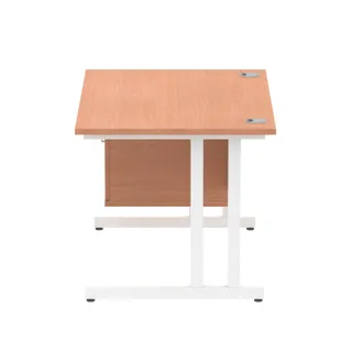 Impulse Cantilever Straight Desk With Single Fixed Pedestal