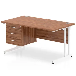 Impulse Cantilever Straight Desk With Single Fixed Pedestal