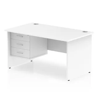 Impulse Panel End Straight Desk With Single Fixed Pedestal