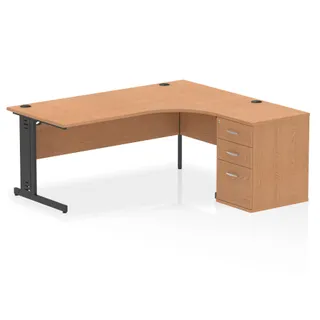 Impulse Cable Managed Crescent Desk Workstation