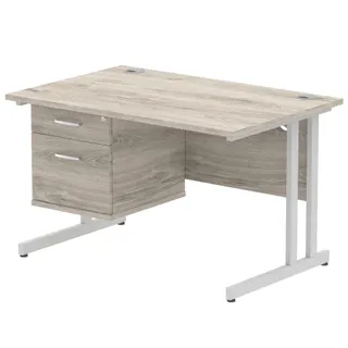 Impulse Cantilever Straight Desk With Single Fixed Pedestal