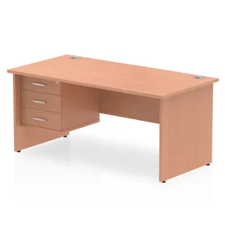 OE - Impulse Panel End Straight Desk With Single Fixed Pedestal
