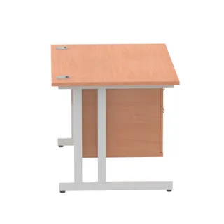 Impulse Cantilever Straight Desk With Single Fixed Pedestal