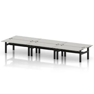 Air Back-to-Back Height Adjustable Bench Desk - 6 Person