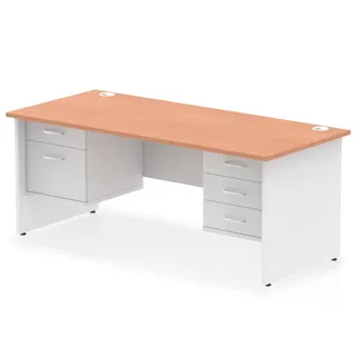 Impulse Panel End Straight Desk With Two Fixed Pedestal