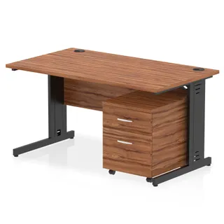 Impulse Cable Managed Straight Desk With Mobile Pedestal